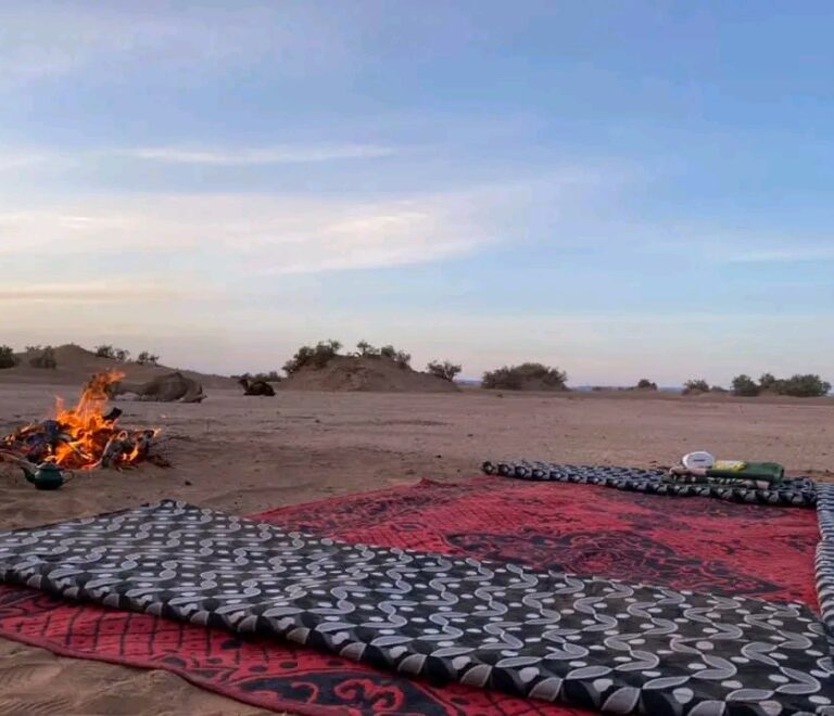 Installation du bivouac dans le Sahara